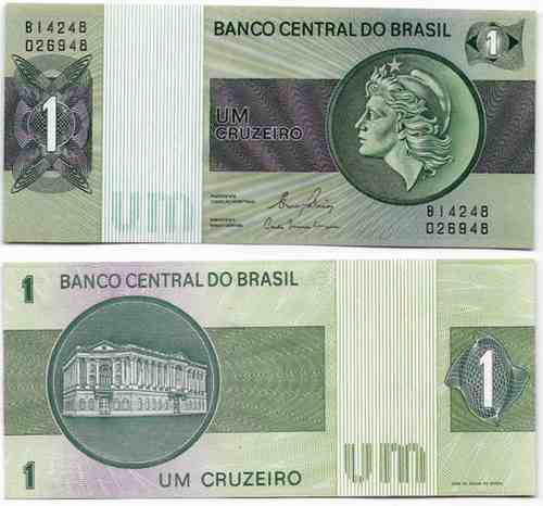Billete Brasil 1 Cruzeiro 1980 Papel Moneda Unc