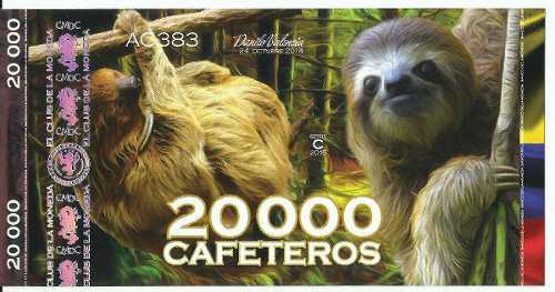 Billete Club De La Moneda 20.000 Cafeteros 2014