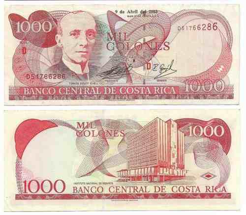 Billete Costa Rica 1000 Colones 2003/2004 Papel Moneda Vf