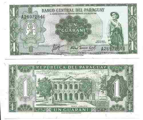 Billete De Paraguay 1 Guarani Papel Moneda Unc