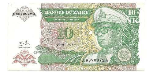 Billete De Zaire 10 Makuta Papel Moneda Usado Circulado