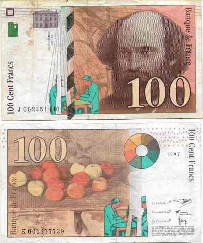 Billete Francia 100 Cents Francos Papel Moneda Usado Circula