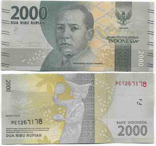 Billete Indonesia 2000 Rupias 2016 Papel Moneda Unc