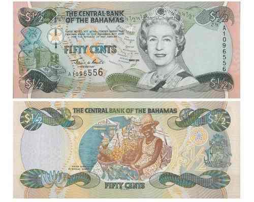 Billete Islas Bahamas 50 Centavos De 2001 Papel Moneda Unc