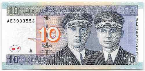 Billete Lituania 10 Litu 2007 Papel Moneda Unc