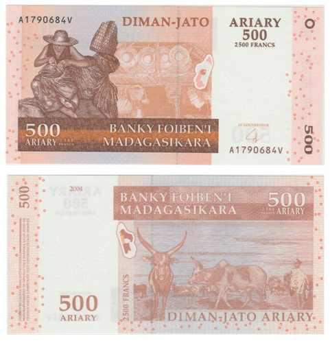 Billete Madagascar Madagascar 500 Ariary Papel Moneda Unc