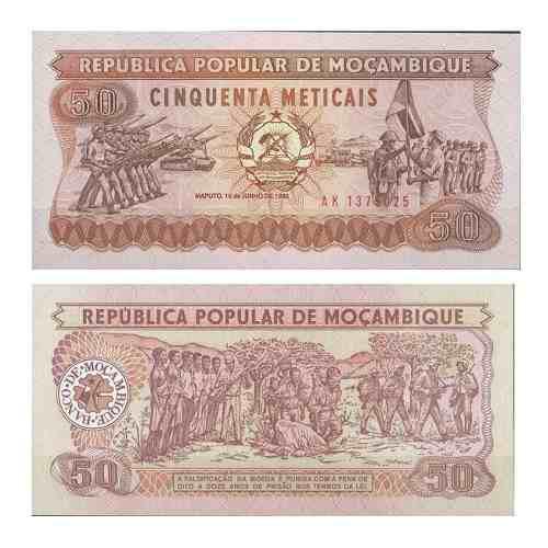 Billete Mozambique 50 Meticais 1986 Papel Moneda Unc
