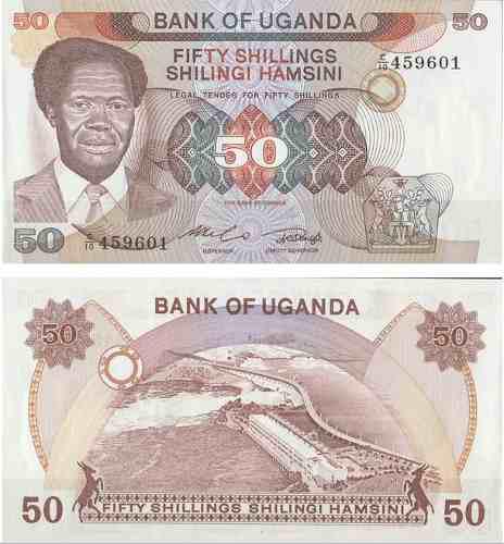 Billete Uganda 50 Chelines 1985 Papel Moneda Unc