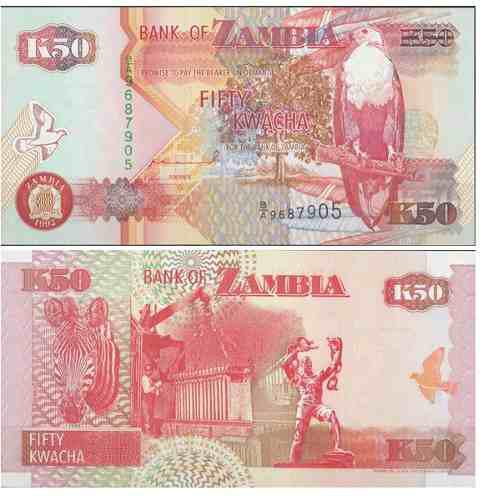 Billete Zambia 50 Kwacha 1992 Papel Moneda Unc