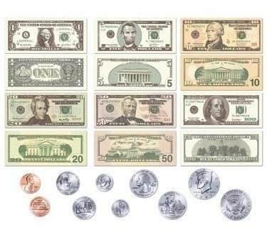 Monedas De La Moneda De Los Ee Uu Y Billetes Figuras De Fiel