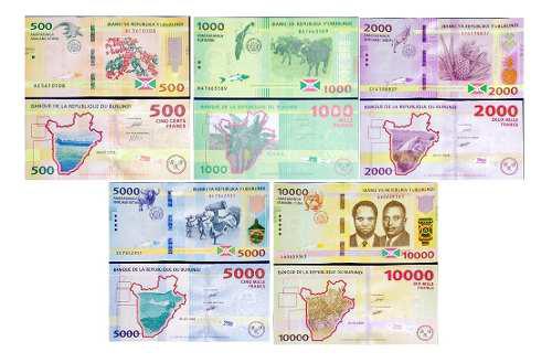 Set Billetes Burundi Francos 2018 Papel Moneda Unc