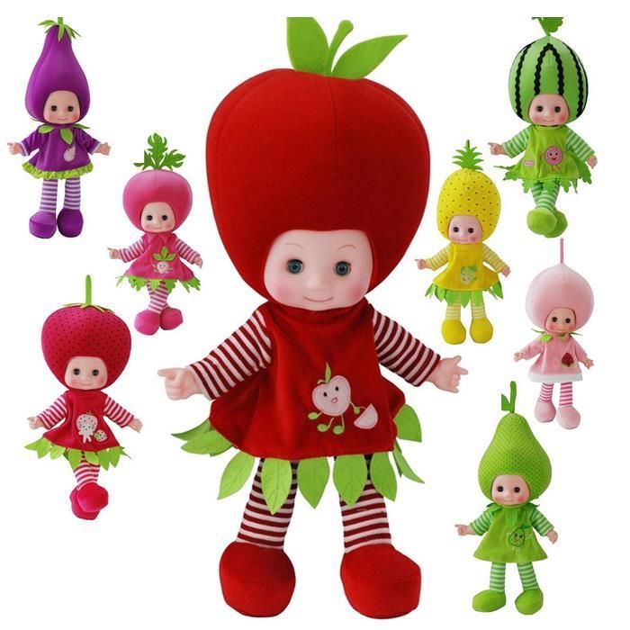 muñecas peluches cabeza de frutas