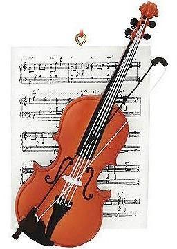 1 X Violin With Sheet Music Resin Hanging Christmas Ornament