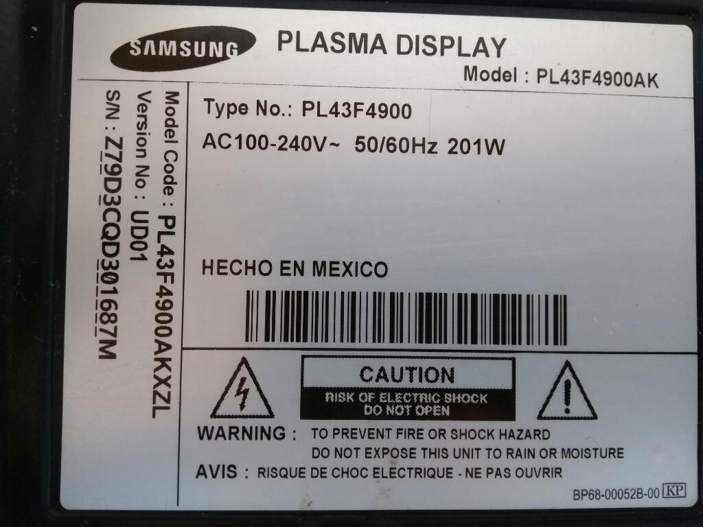 Tv Samsung Pl43fak para Repuestos