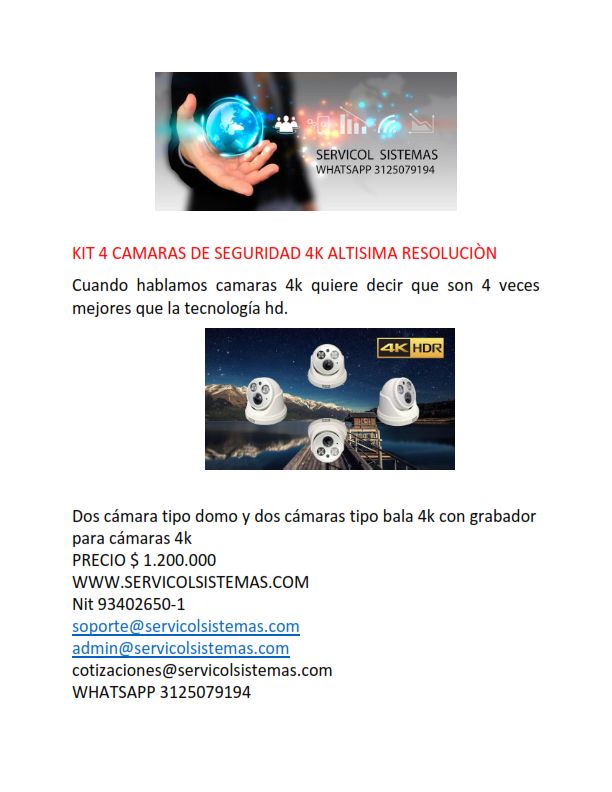 kit 4 caaras de seguridad 4k y dvr incluido