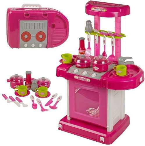 Cocina Infantil Maletin Pricesas Niñas Ollas Horno Juguete