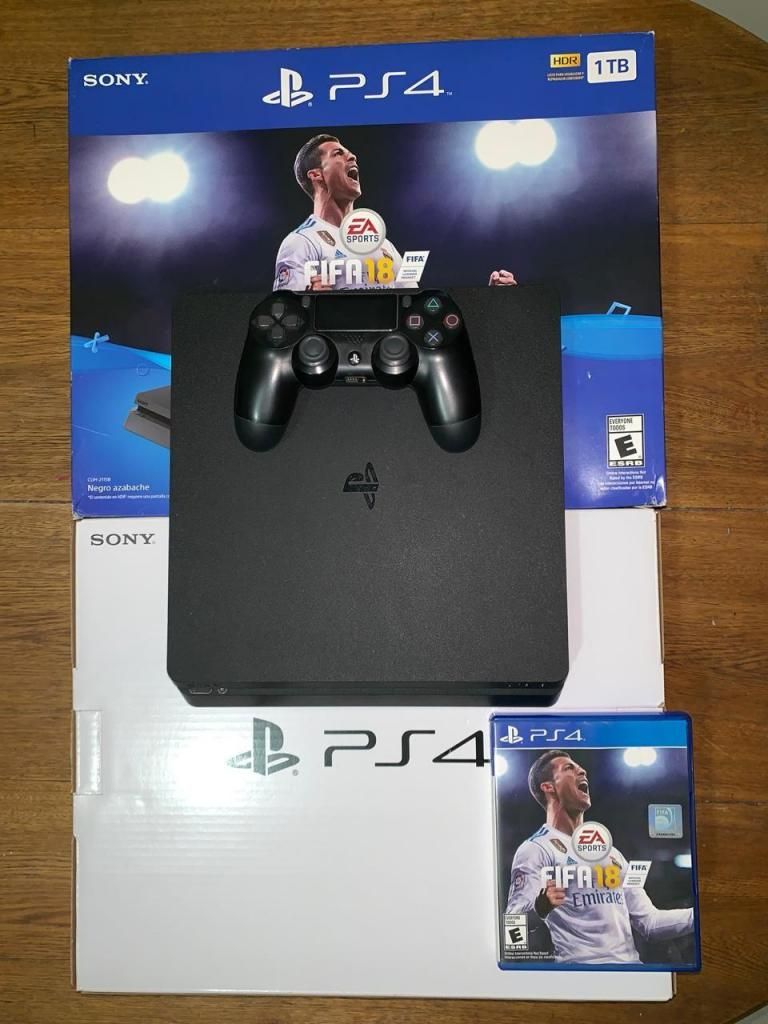 PS4 Slim 1TB, 1 control, juego fifa 18
