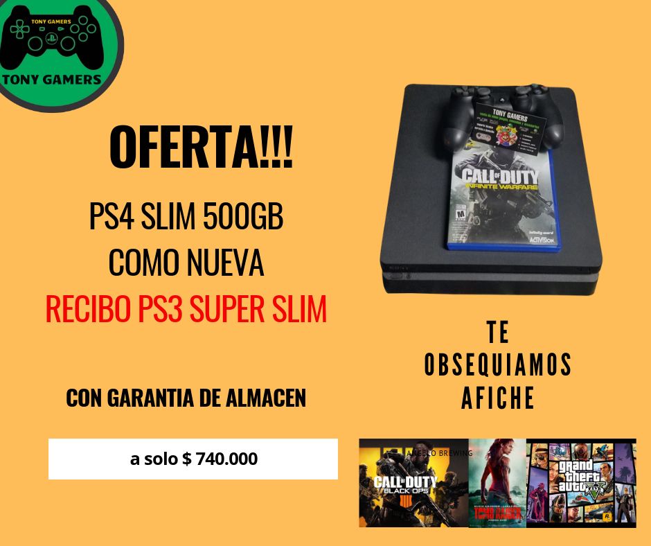 ps4 slim 500gb como nuevo GARANTIA DE ALMACEN incluye afiche