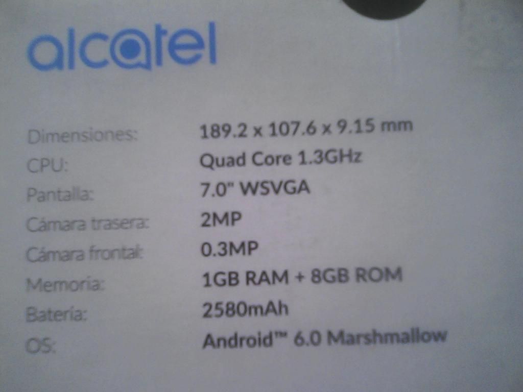 Tablet Alcatel A2, 7 Pulgadas, Quadcore