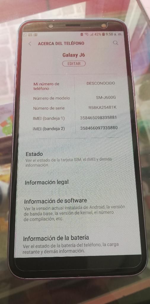 Samsung J6 en Exelente Estado