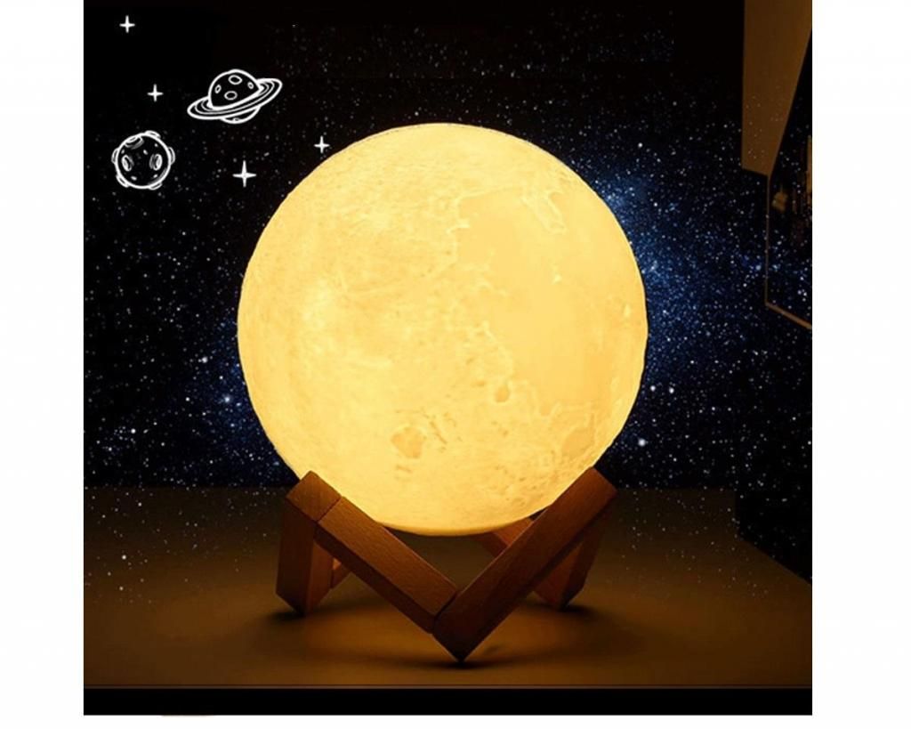 Lámpara 3d Luna Decorativa Con Base Incluida