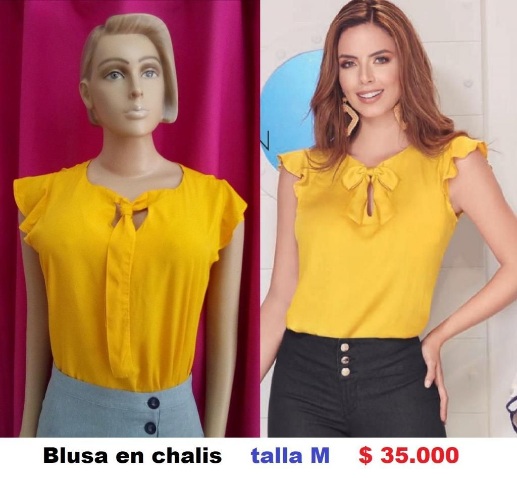 blusa amarilla en chalis talla M