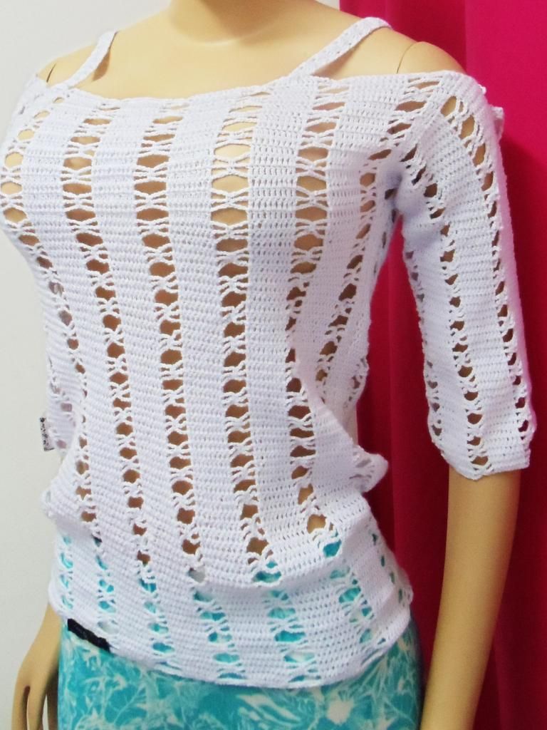 blusa tejida en tecnica crochet tall M nueva