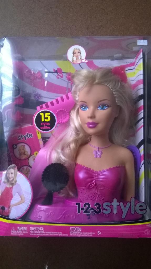 Juguete Barbie Cabeza Para Peinar 1 2 3 Style 15 Estilos de
