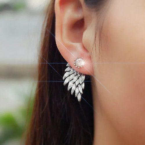 Aretes Alas Color Plata Brillante Para Mujer O Niña Regalo