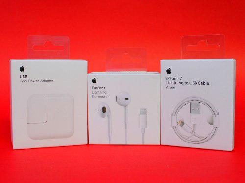 Cargador + Audífonos + Cable Original Apple iPhone iPad