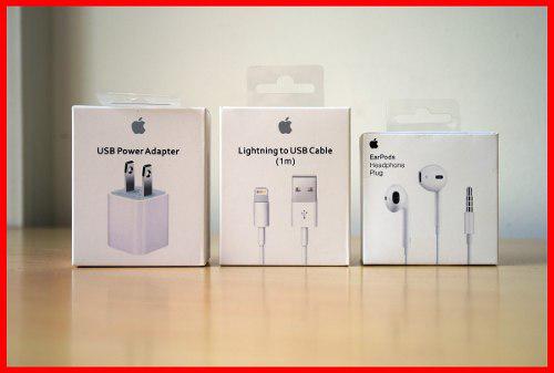 Combo Earpods+cargador+cable iPhone 6 5 Original