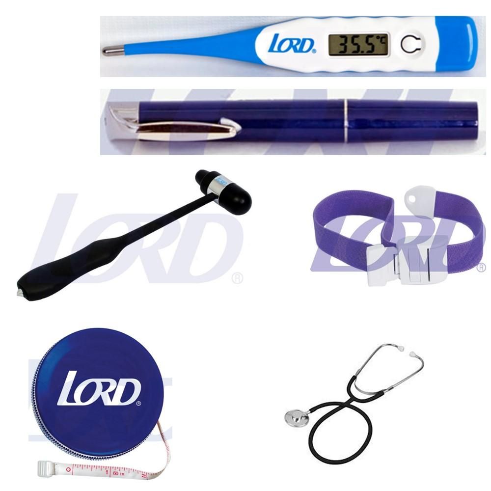 kit medico 5 Fonendoscopio, termometro, linterna, torniquete