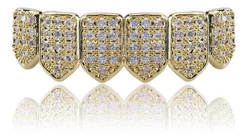 Jinao Chapado En Oro De 18 Quilates Pave Cz Iced-out Grillz