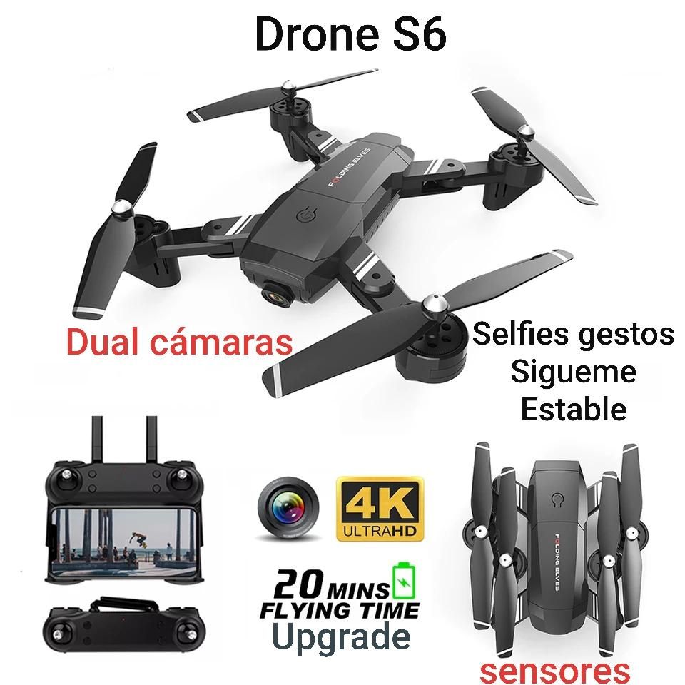 Drone S6 Doble Camara 4k Wifi 20 Min Sensores Sigueme 120