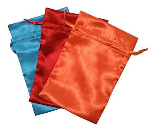 Bolsas De Tarot Colores Vibrantes Satén Paquete De 3 Naranj