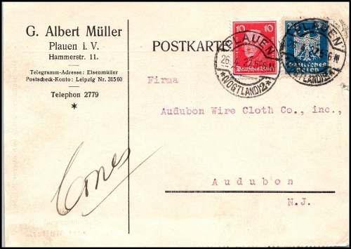 1927 Postal Alemania Usa Publicidad Estampillas Antigua