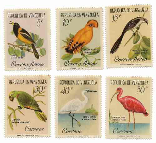 Estampillas Venezuela 6 Sellos Colección Completa Aves