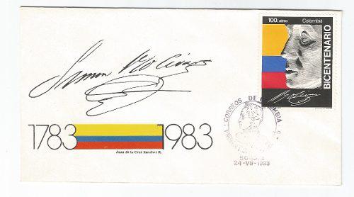 Simon Bolivar 3 Sobres Primer Dia Estampillas 1983