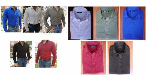 Camisa Unicolor Semi Slim Fit Ata Y Lug Original 50% Off
