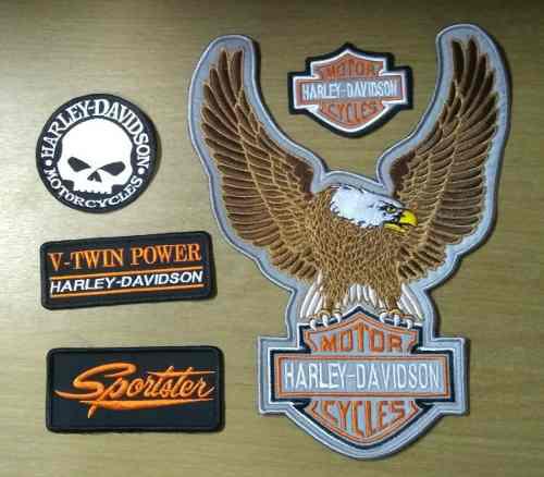 Combo Parche Harley Davidson Bordado Refelctivo.motos Aguila