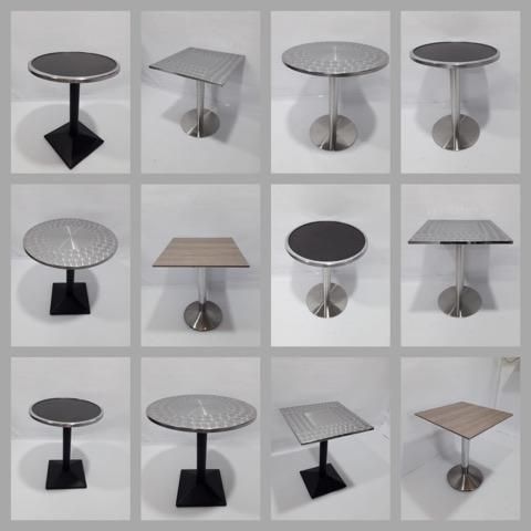 Variedad en mesas nuevas base metálica tapa en acero madera