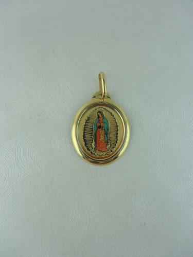Dije Virgen Guadalupe En Oro 18k Esmaltada Ref: 28394