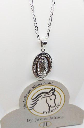 Medalla Virgen Guadalupe + Cadena Para Mujer Plata Ley 925