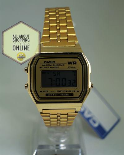 Promo Reloj Casio A159w Dorado Negro Digital Unisex