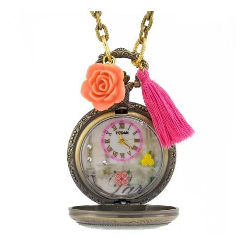 Reloj Collar Mujer Rosa Torre Eiffel Cadena Lindo Regalo