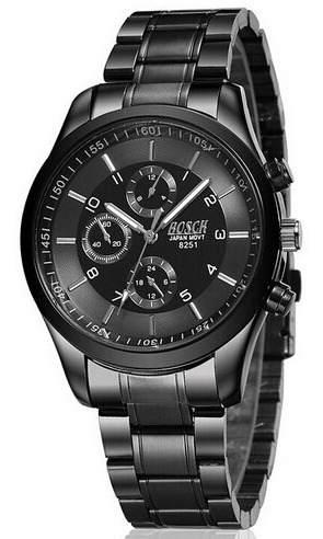 Reloj Cuarzo Casual Acero Inoxidable Bsk12 Color Negro