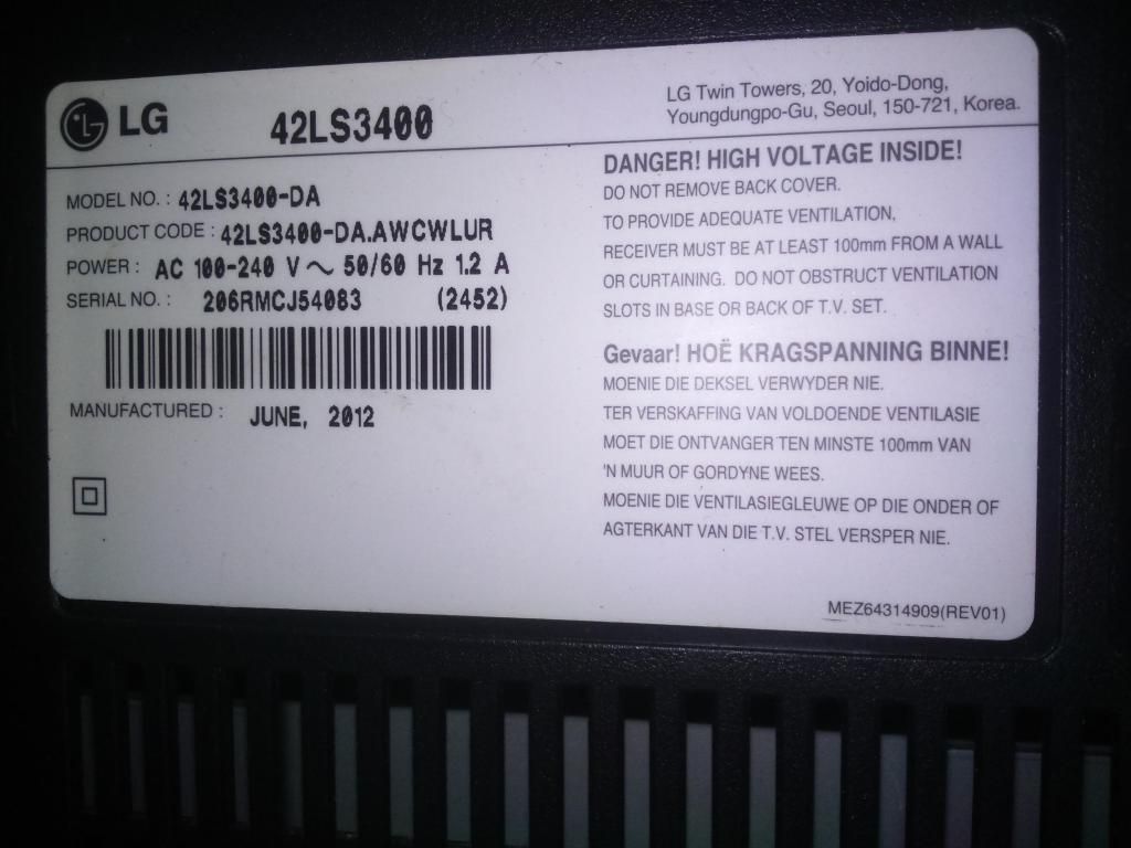 Tv lg 42ls para reparacion y/o repuestos