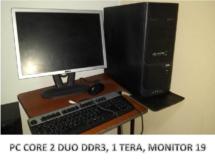 PC DDR3 CORE 2 DUO DISCO 1 TERA MONITOR 19 PULGADAS