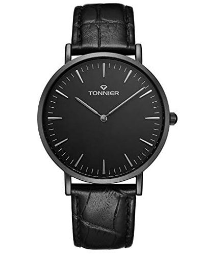 Reloj Tonnier Acero inoxidable delgado y cuarzo negro