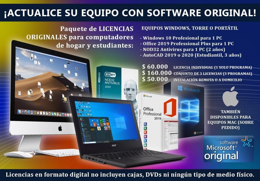 Actualice con licencias originales Windows 10 Office 